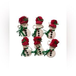 Festive Macrame Snowman Ornaments Set of 6